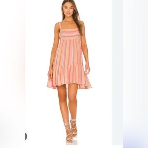 Rails linen blend dress Striped Pink and Orange Sundress